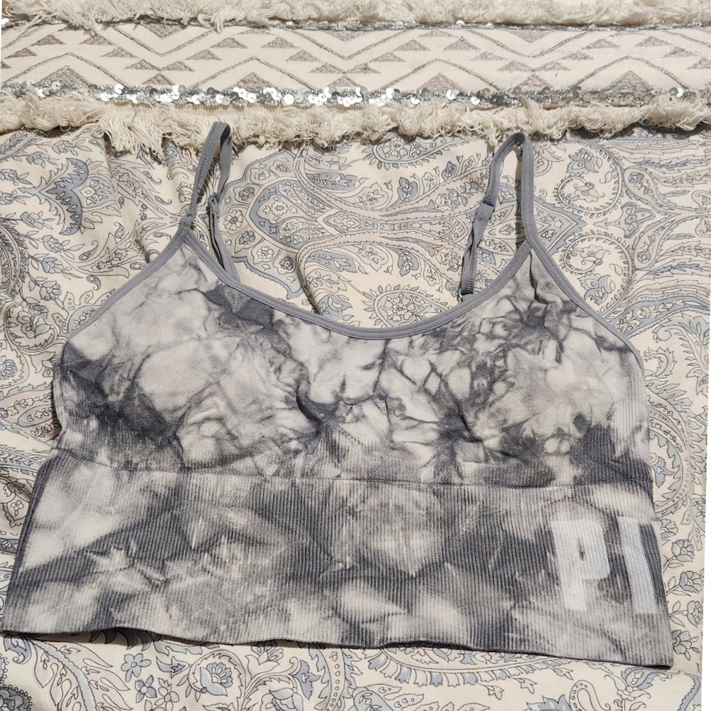 Victoria's Secret PINK Seamless Tie Dye Sports Bra Bralette Grey